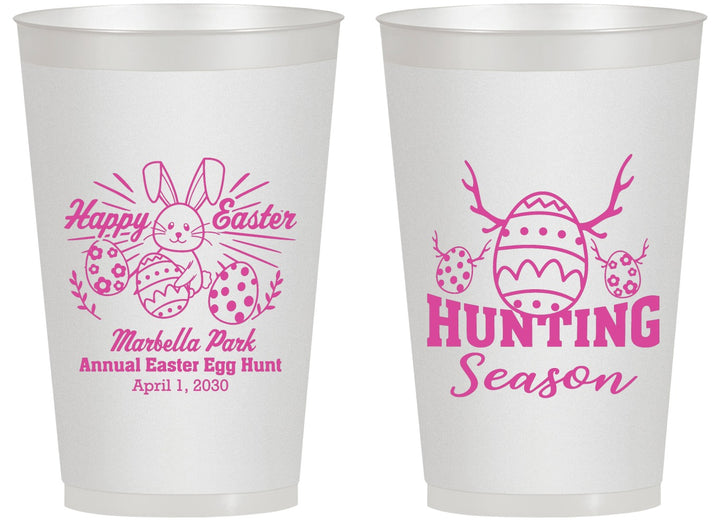 Personalized Easter 14 oz Frosted Cups - Bunny Egg Hunt | 210003