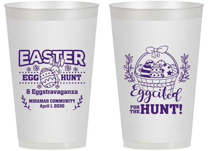Personalized Easter 14 oz Frosted Cups - Eggcited For Hunt Bunny | 210006