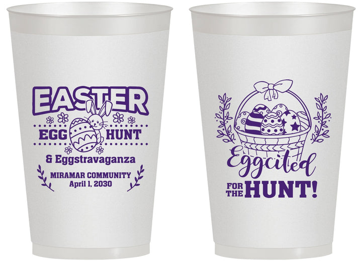 Personalized Easter 14 oz Frosted Cups - Eggcited For Hunt Bunny | 210006