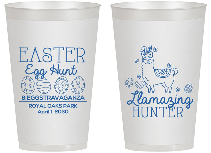 Personalized Easter 14 oz Frosted Cups - Llama Eggs | 210009