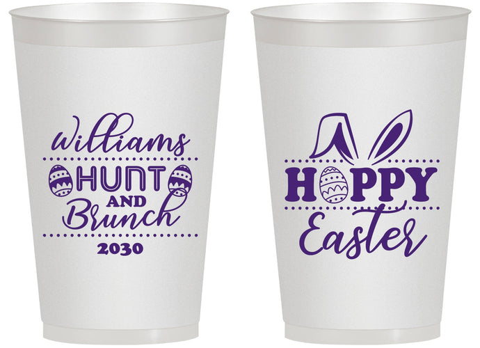 Personalized Easter 14 oz Frosted Cups - Hoppy Bunny Eggs | 210012