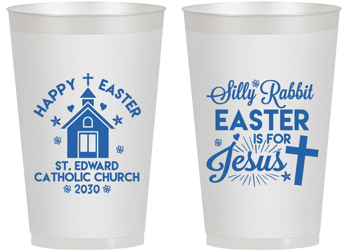 Personalized Easter 14 oz Frosted Cups - Silly Rabbit | 210025