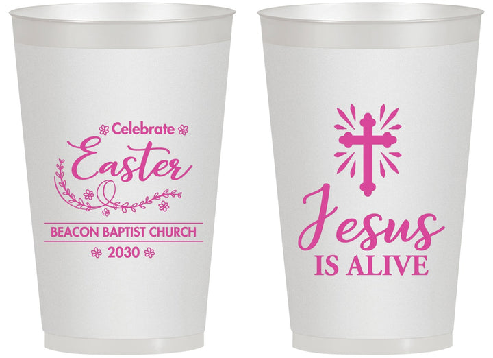 Personalized Easter 14 oz Frosted Cups - Jesus Is Alive | 210027