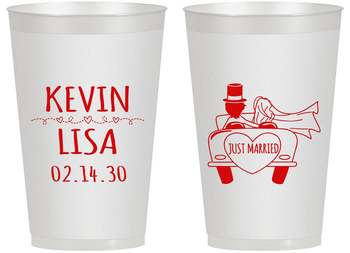 Personalized Wedding 14 oz Frosted Cups - Just Married | 212