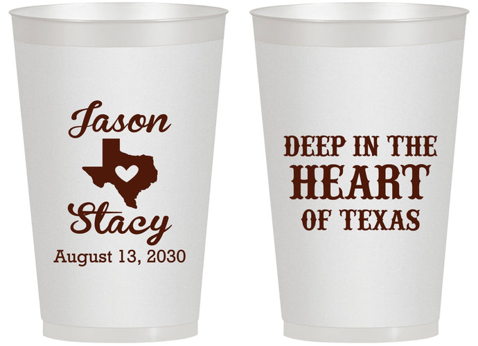 Personalized Wedding 14 oz Frosted Cups - Deep In The Heart Of Texas | 214