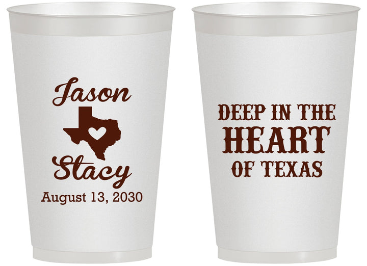 Personalized Wedding 14 oz Frosted Cups - Deep In The Heart Of Texas | 214