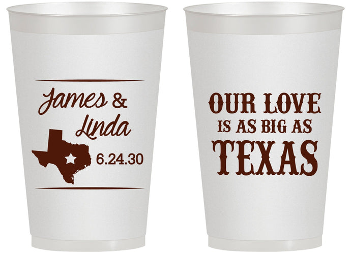 Personalized Wedding 14 oz Frosted Cups - Our Love Is As Big As Texas | 215