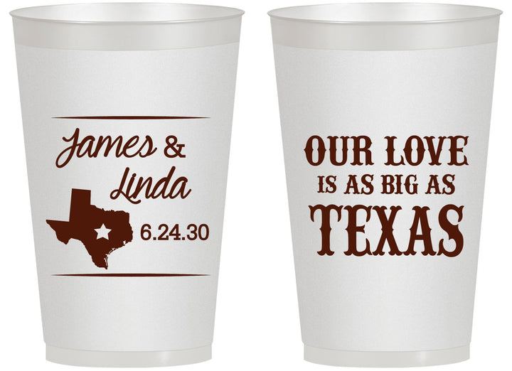 Personalized Wedding 14 oz Frosted Cups - Our Love Is As Big As Texas | 215