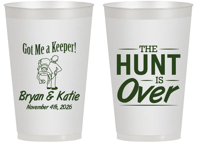 Personalized Wedding 14 oz Frosted Cups - The Hunt Is Over | 216