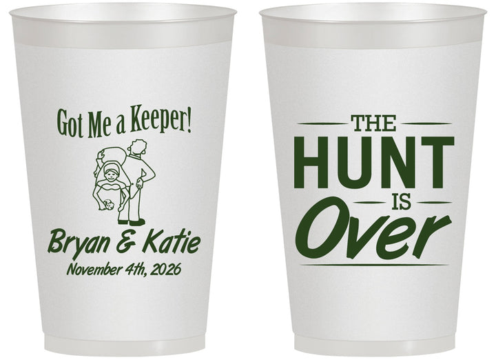 Personalized Wedding 14 oz Frosted Cups - The Hunt Is Over | 216