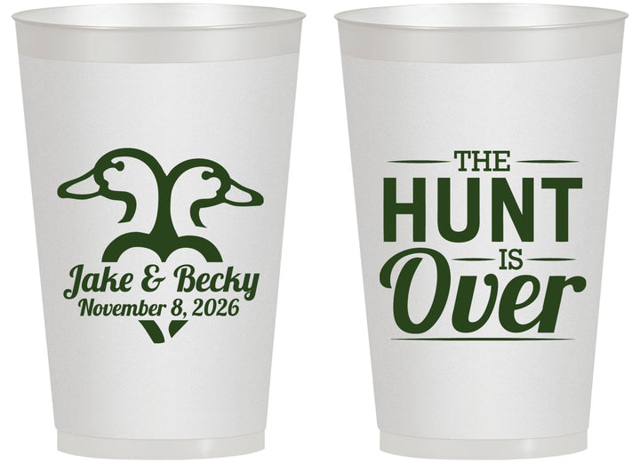 Personalized Wedding 14 oz Frosted Cups - The Hunt Is Over Duck | 217