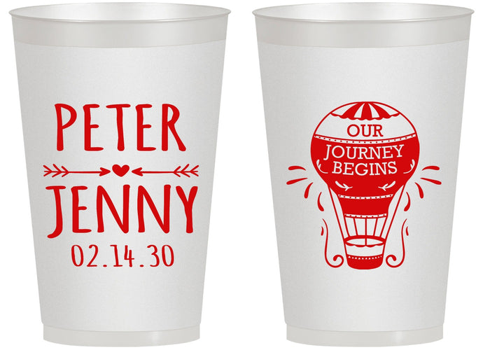 Personalized Wedding 14 oz Frosted Cups - Hot Air Balloon | 219