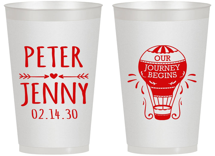 Personalized Wedding 14 oz Frosted Cups - Hot Air Balloon | 219