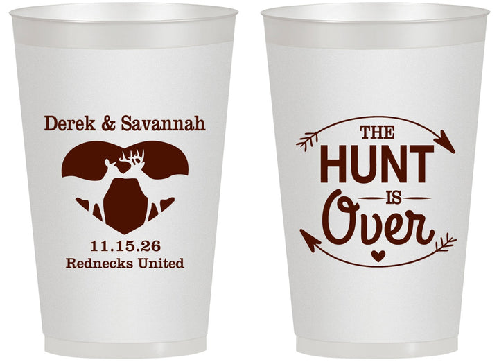 Personalized Wedding 14 oz Frosted Cups - The Hunt Is Over Deer | 220