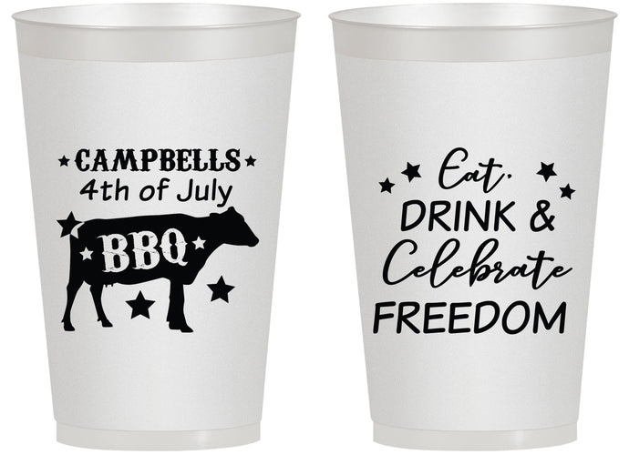 Personalized 4th Of July 14 oz Frosted Cups - Eat Drink Freedom | 220000