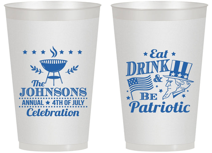 Personalized 4th Of July 14 oz Frosted Cups - Eat Drink Patriotic | 220003