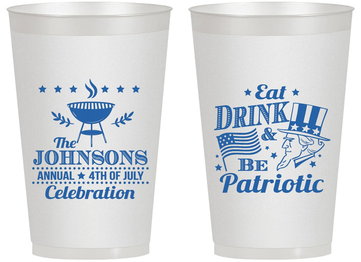 Personalized 4th Of July 14 oz Frosted Cups - Eat Drink Patriotic | 220003