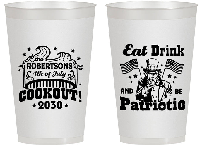 Personalized 4th Of July 14 oz Frosted Cups - Eat Drink Patriotic | 220004