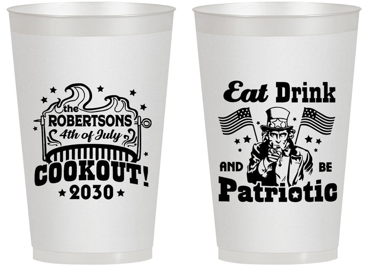 Personalized 4th Of July 14 oz Frosted Cups - Eat Drink Patriotic | 220004