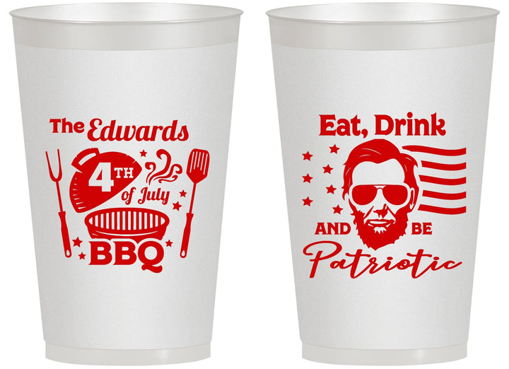 Personalized 4th Of July 14 oz Frosted Cups - Eat Drink Patriotic | 220006