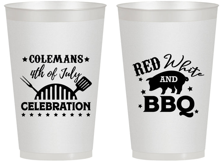 Personalized 4th Of July 14 oz Frosted Cups - Red White Bbq | 220008