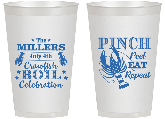 Personalized 4th Of July 14 oz Frosted Cups - Pink Peel Crawfish | 220011