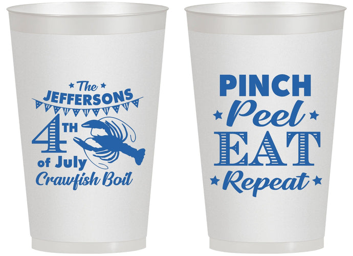 Personalized 4th Of July 14 oz Frosted Cups - Pink Peel Crawfish | 220015