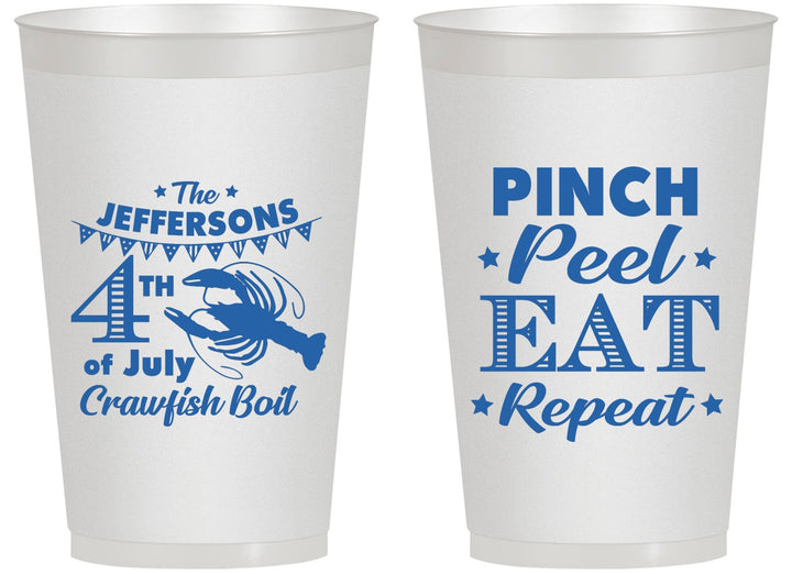 Personalized 4th Of July 14 oz Frosted Cups - Pink Peel Crawfish | 220015