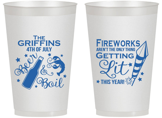 Personalized 4th Of July 14 oz Frosted Cups - Beach Red White Blue | 220019