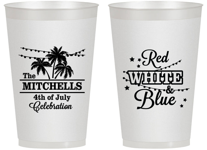 Personalized 4th Of July 14 oz Frosted Cups - Beach Stars Stripes | 220020