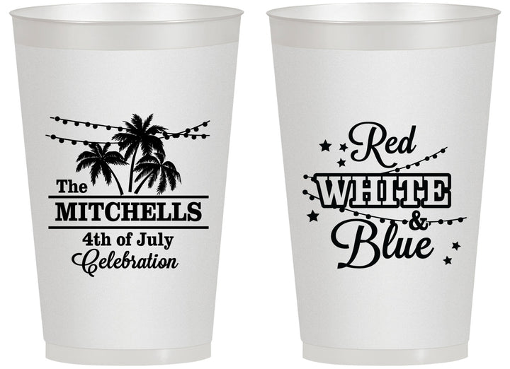Personalized 4th Of July 14 oz Frosted Cups - Beach Stars Stripes | 220020