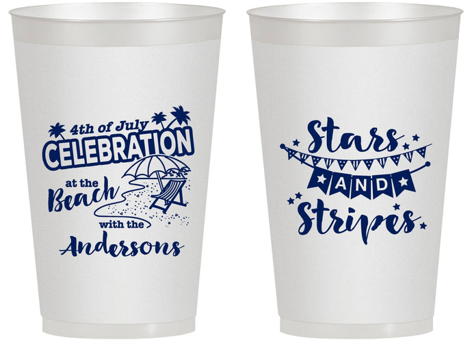 Personalized 4th Of July 14 oz Frosted Cups - Fireworks | 220021