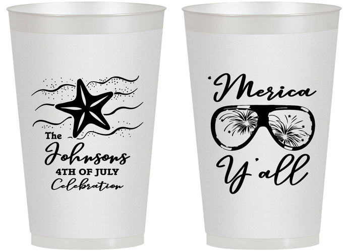 Personalized 4th Of July 14 oz Frosted Cups - Beach Merica Yall | 220028
