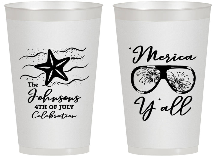 Personalized 4th Of July 14 oz Frosted Cups - Beach Merica Yall | 220028