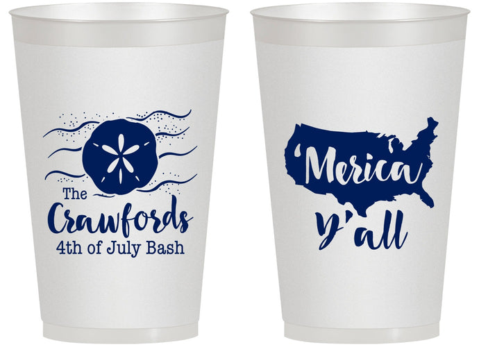 Personalized 4th Of July 14 oz Frosted Cups - Beach Merica Yall | 220029