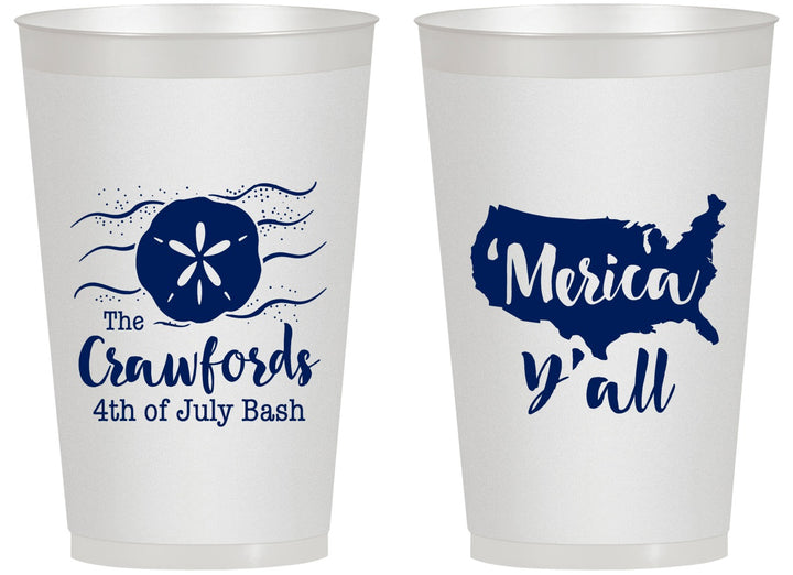 Personalized 4th Of July 14 oz Frosted Cups - Beach Merica Yall | 220029