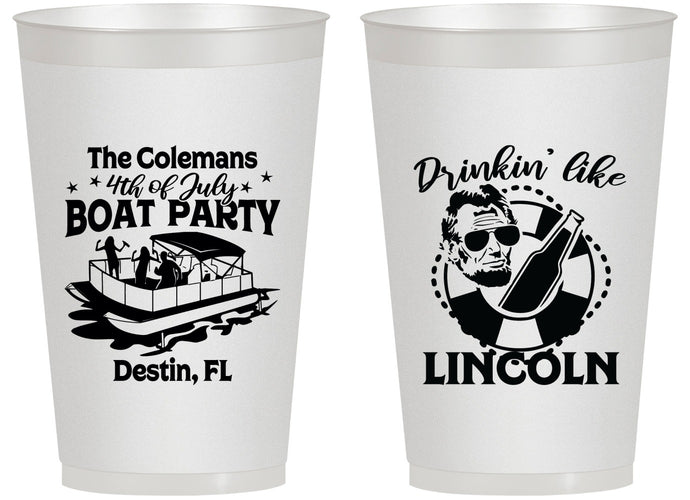 Personalized 4th Of July 14 oz Frosted Cups - Drinkin Like Lincoln | 220032
