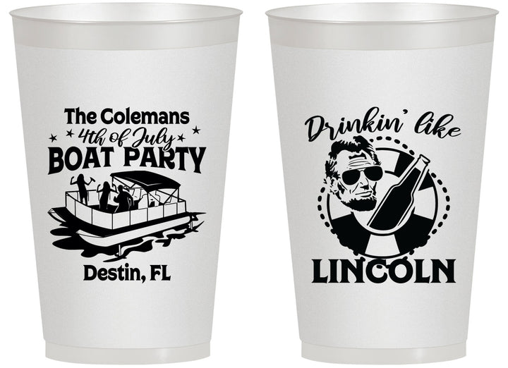Personalized 4th Of July 14 oz Frosted Cups - Drinkin Like Lincoln | 220032