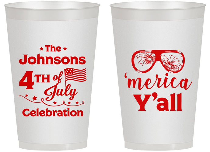 Personalized 4th Of July 14 oz Frosted Cups - Merica Yall | 220034