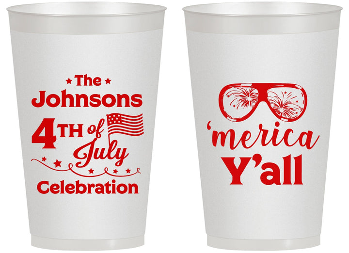 Personalized 4th Of July 14 oz Frosted Cups - Merica Yall | 220034