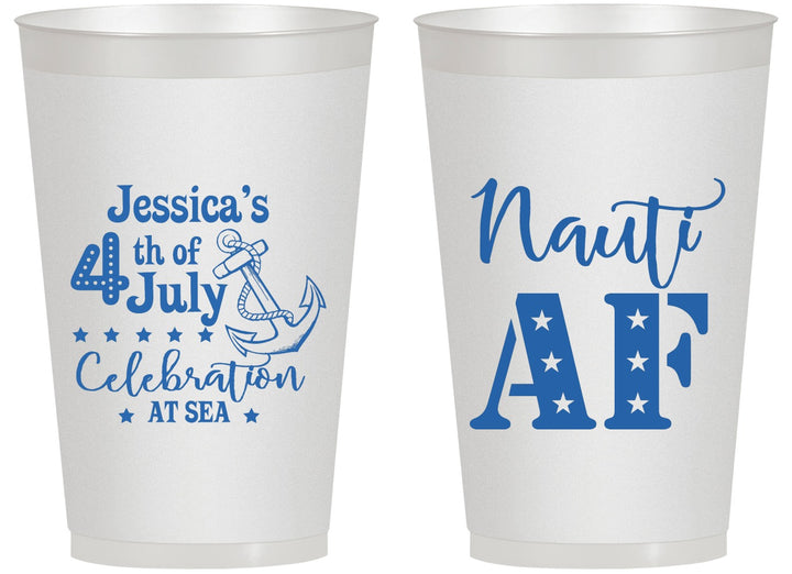 Personalized 4th Of July 14 oz Frosted Cups - Nautical Anchor | 220035