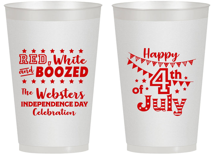 Personalized 4th Of July 14 oz Frosted Cups - Red White Booze | 220042