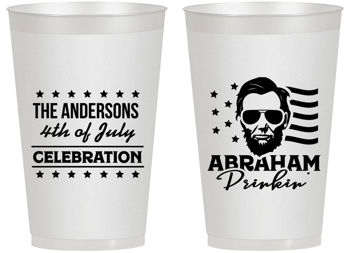 Personalized 4th Of July 14 oz Frosted Cups - Abraham Drinkin | 220044
