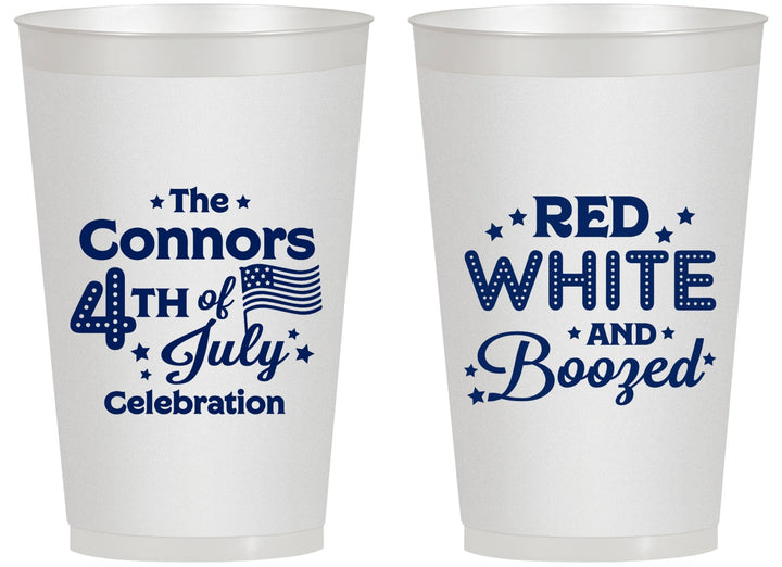 Personalized 4th Of July 14 oz Frosted Cups - Red White Booze | 220045