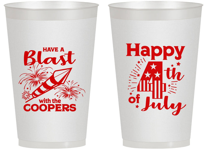 Personalized 4th Of July 14 oz Frosted Cups - Fireworks | 220046