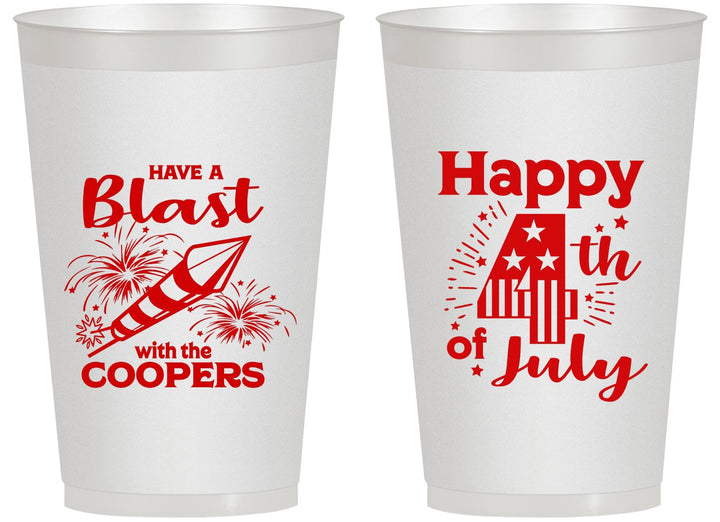 Personalized 4th Of July 14 oz Frosted Cups - Fireworks | 220046