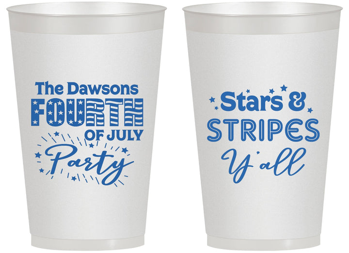 Personalized 4th Of July 14 oz Frosted Cups - Stars Stripes | 220047