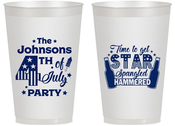 Personalized 4th Of July 14 oz Frosted Cups - Star Spangled Hammered | 220049