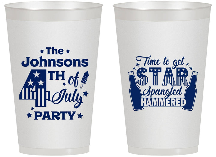 Personalized 4th Of July 14 oz Frosted Cups - Star Spangled Hammered | 220049