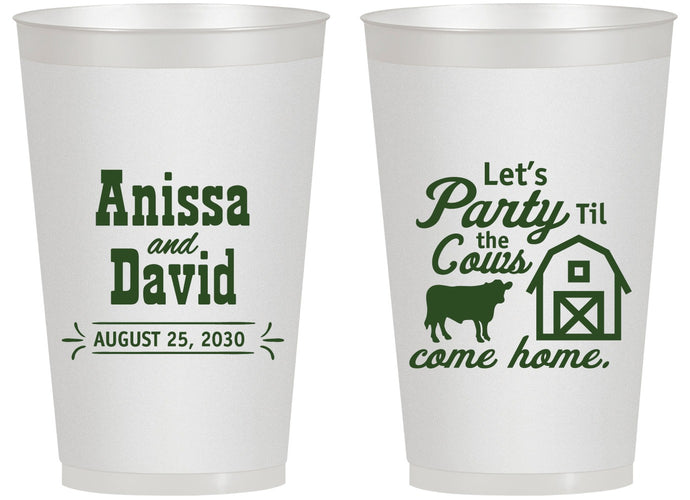 Personalized Wedding 14 oz Frosted Cups - Party Til The Cows Come Home | 222